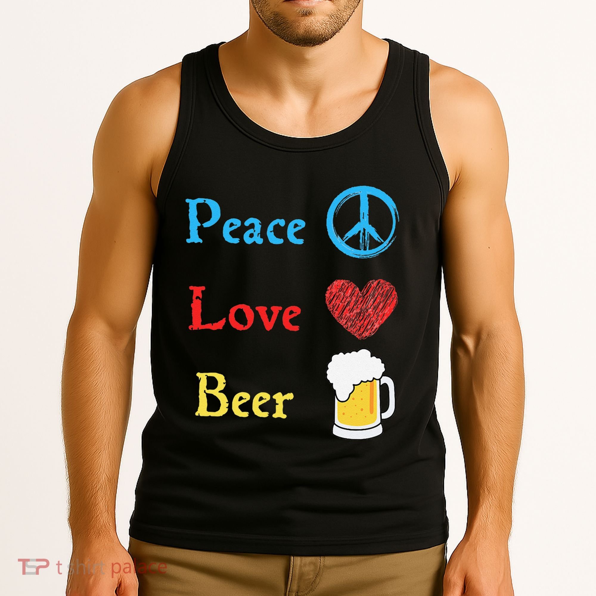 Funny Peace Love Beer Tank Top