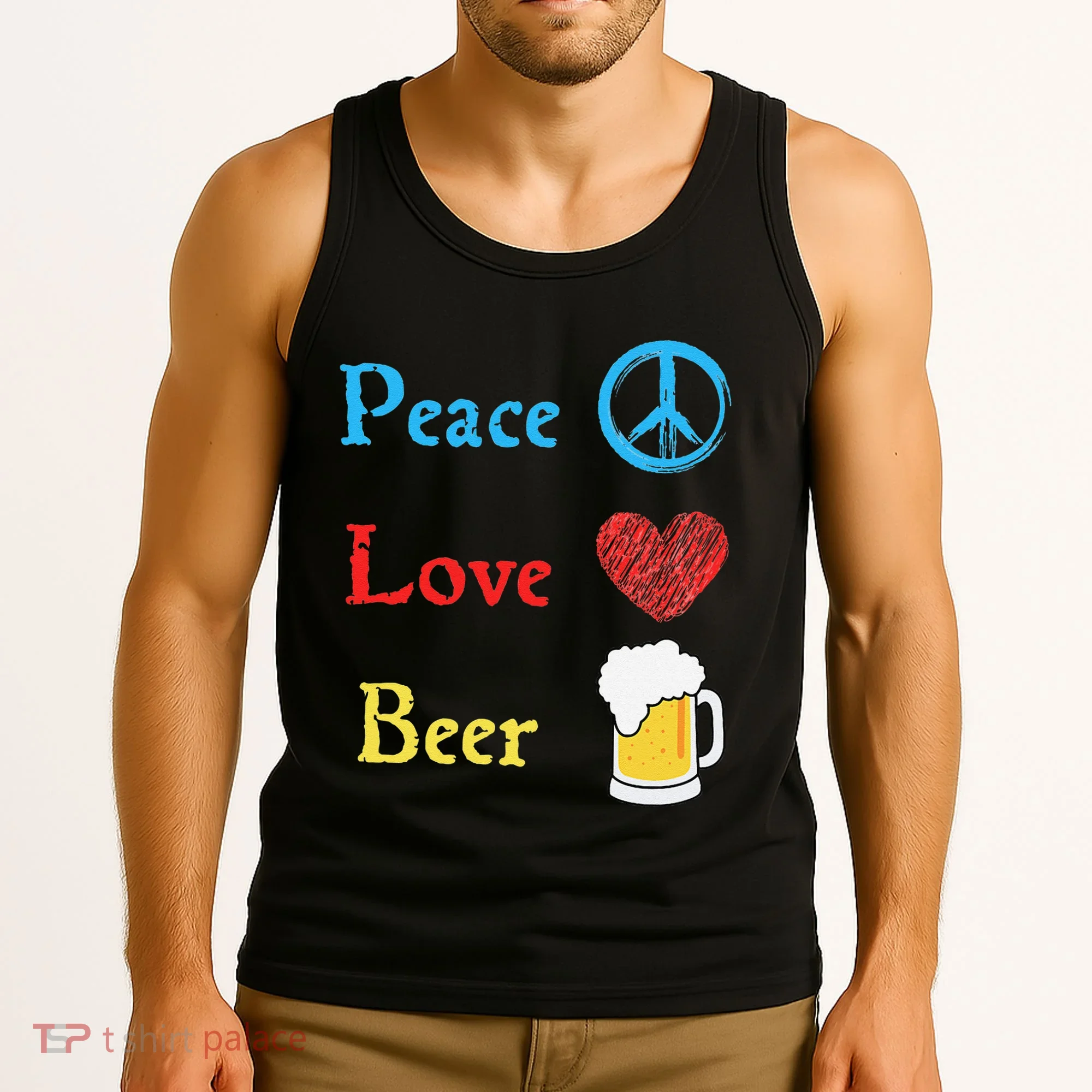 Funny Peace Love Beer Tank Top