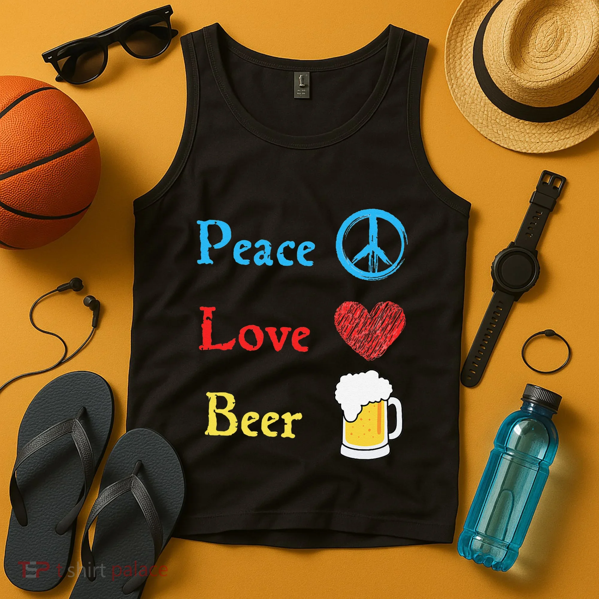 Funny Peace Love Beer Tank Top