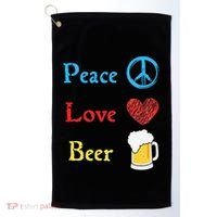 Funny Peace Love Beer Golf Towel thumb 0
