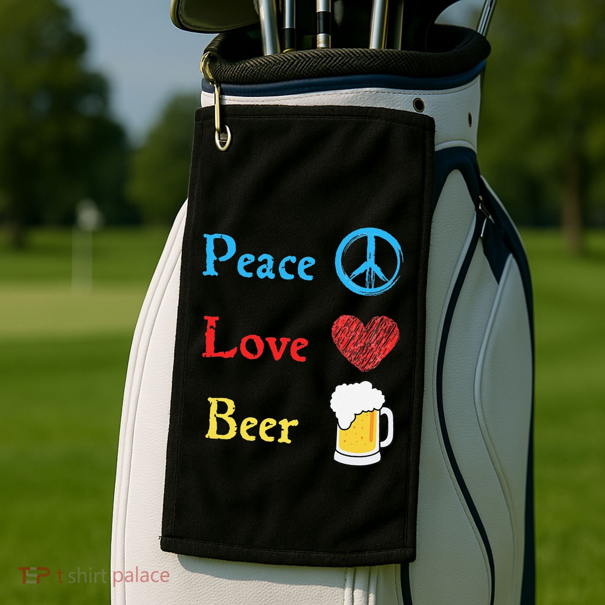 Funny Peace Love Beer Golf Towel