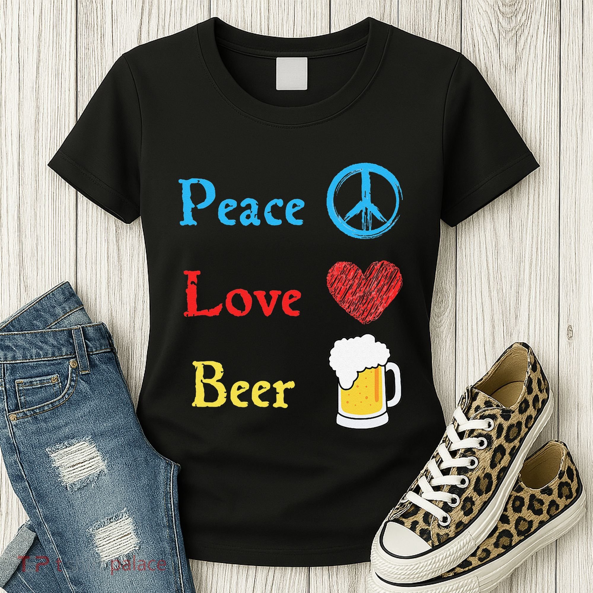 Funny Peace Love Beer Women's T-Shirt