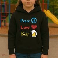 Funny Peace Love Beer Kids Hoodie thumb 3