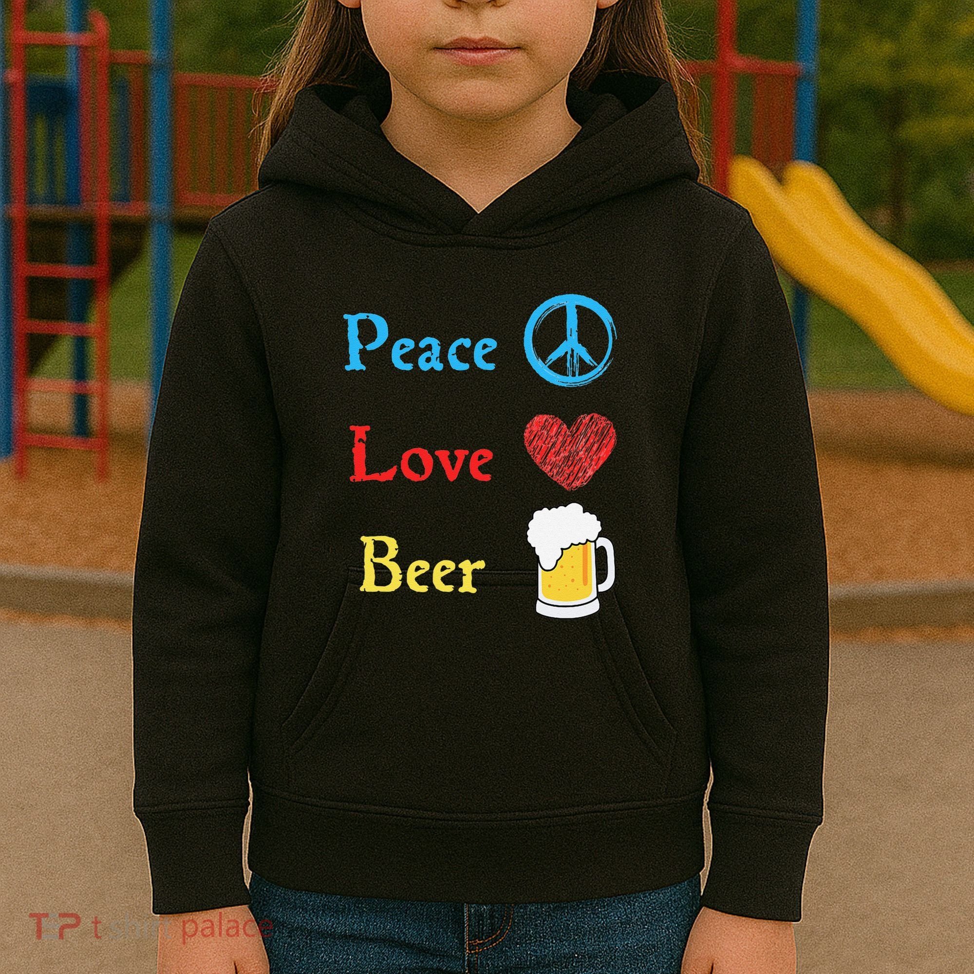 Funny Peace Love Beer Kids Hoodie