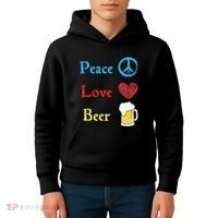 Funny Peace Love Beer Kids Hoodie thumb 4