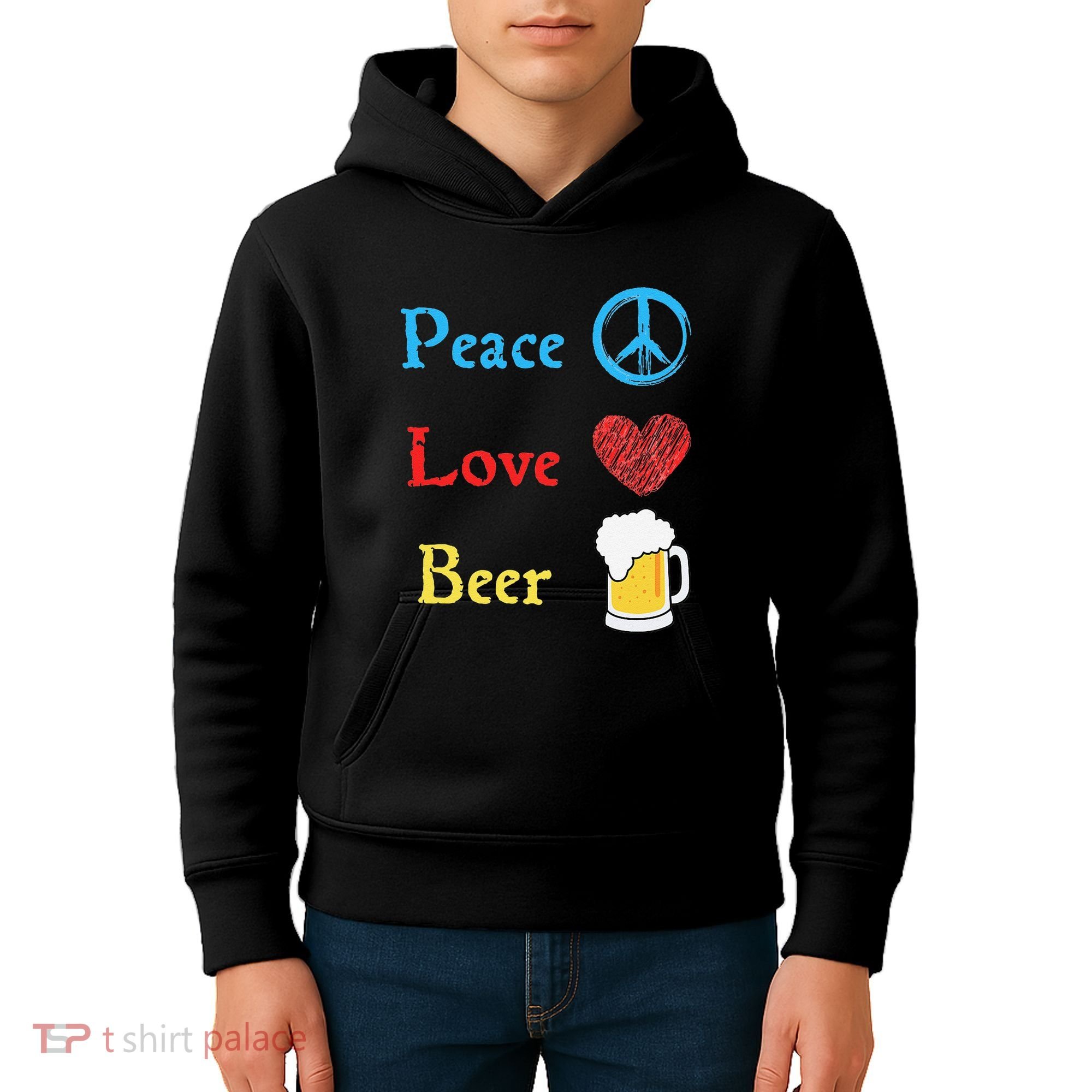 Funny Peace Love Beer Kids Hoodie