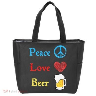 Funny Peace Love Beer Tote Bag