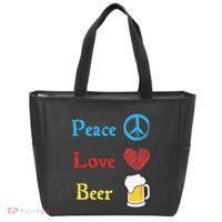 Funny Peace Love Beer Tote Bag thumb 0