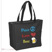 Funny Peace Love Beer Tote Bag thumb 2