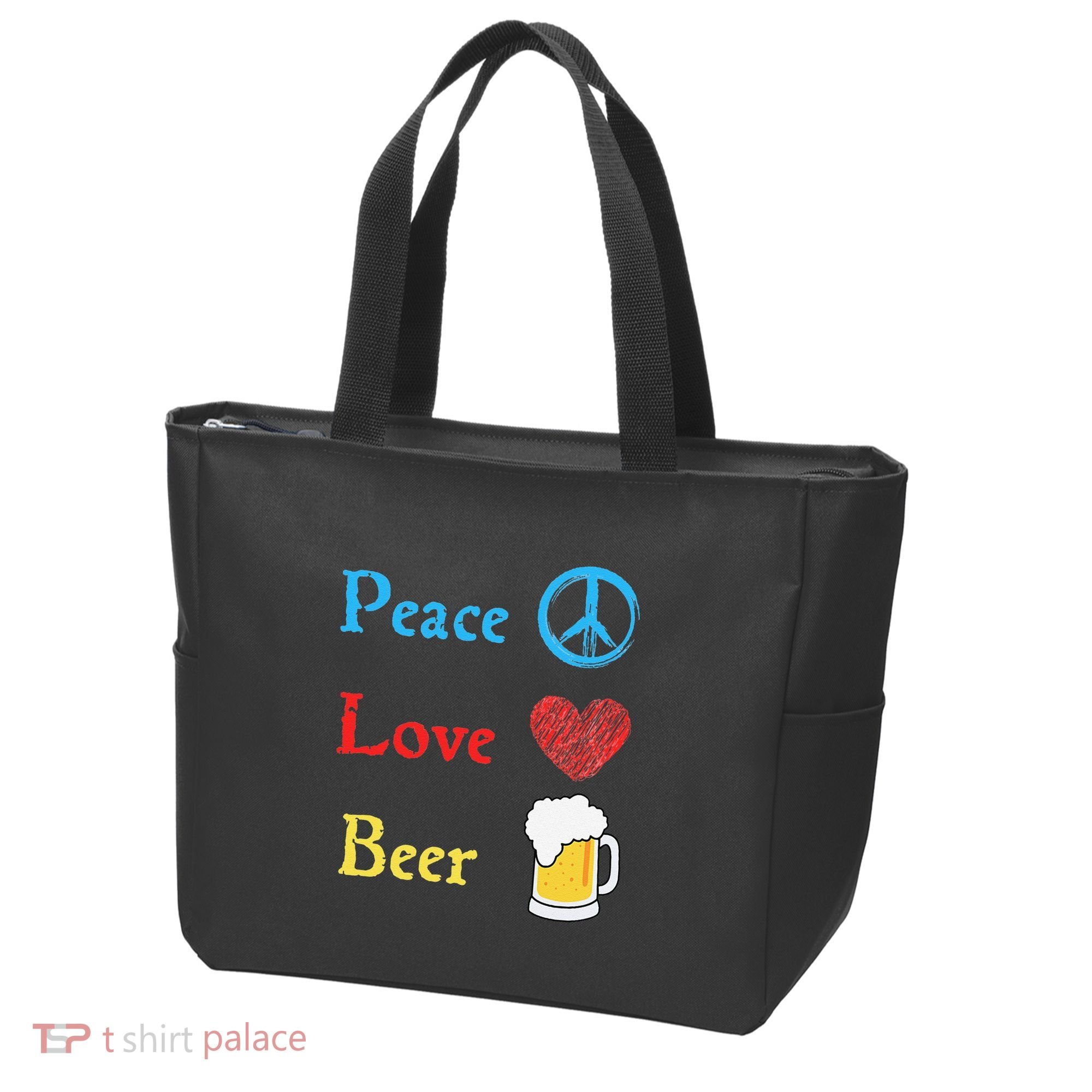 Funny Peace Love Beer Tote Bag