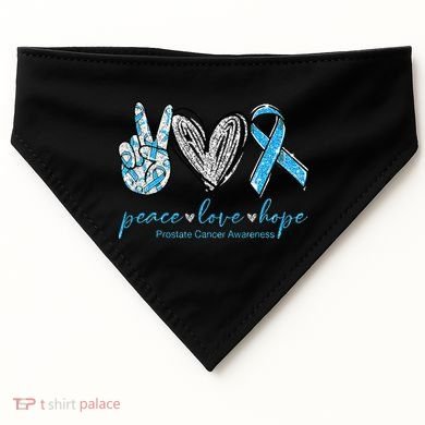 Funny Peace Love Prostate Cancer Awareness Gift USA-Made Doggie Bandana