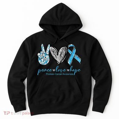 Funny Peace Love Prostate Cancer Awareness Gift Hoodie
