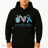 Funny Peace Love Prostate Cancer Awareness Gift Hoodie thumb 2