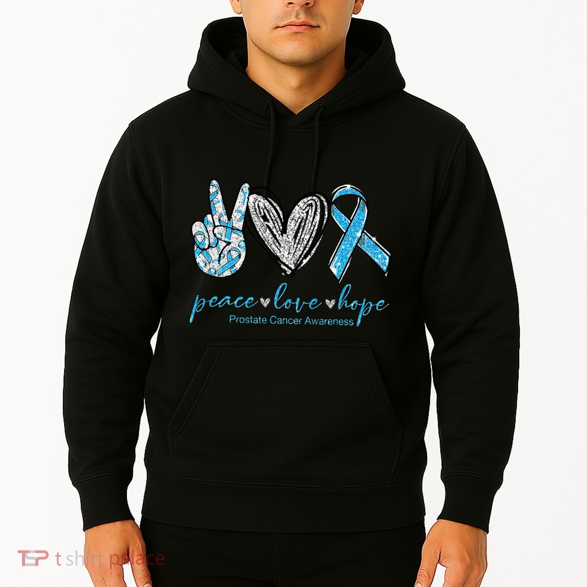Funny Peace Love Prostate Cancer Awareness Gift Hoodie