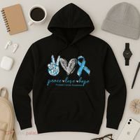 Funny Peace Love Prostate Cancer Awareness Gift Hoodie thumb 3