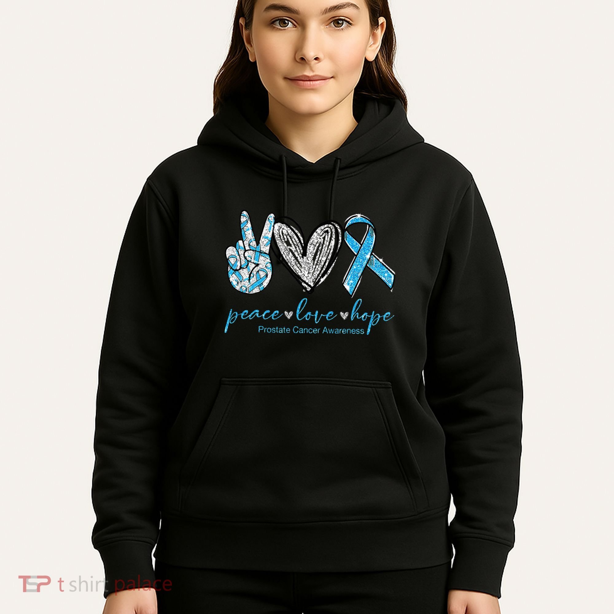 Funny Peace Love Prostate Cancer Awareness Gift Hoodie