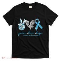 Funny Peace Love Prostate Cancer Awareness Gift T-Shirt thumb 0