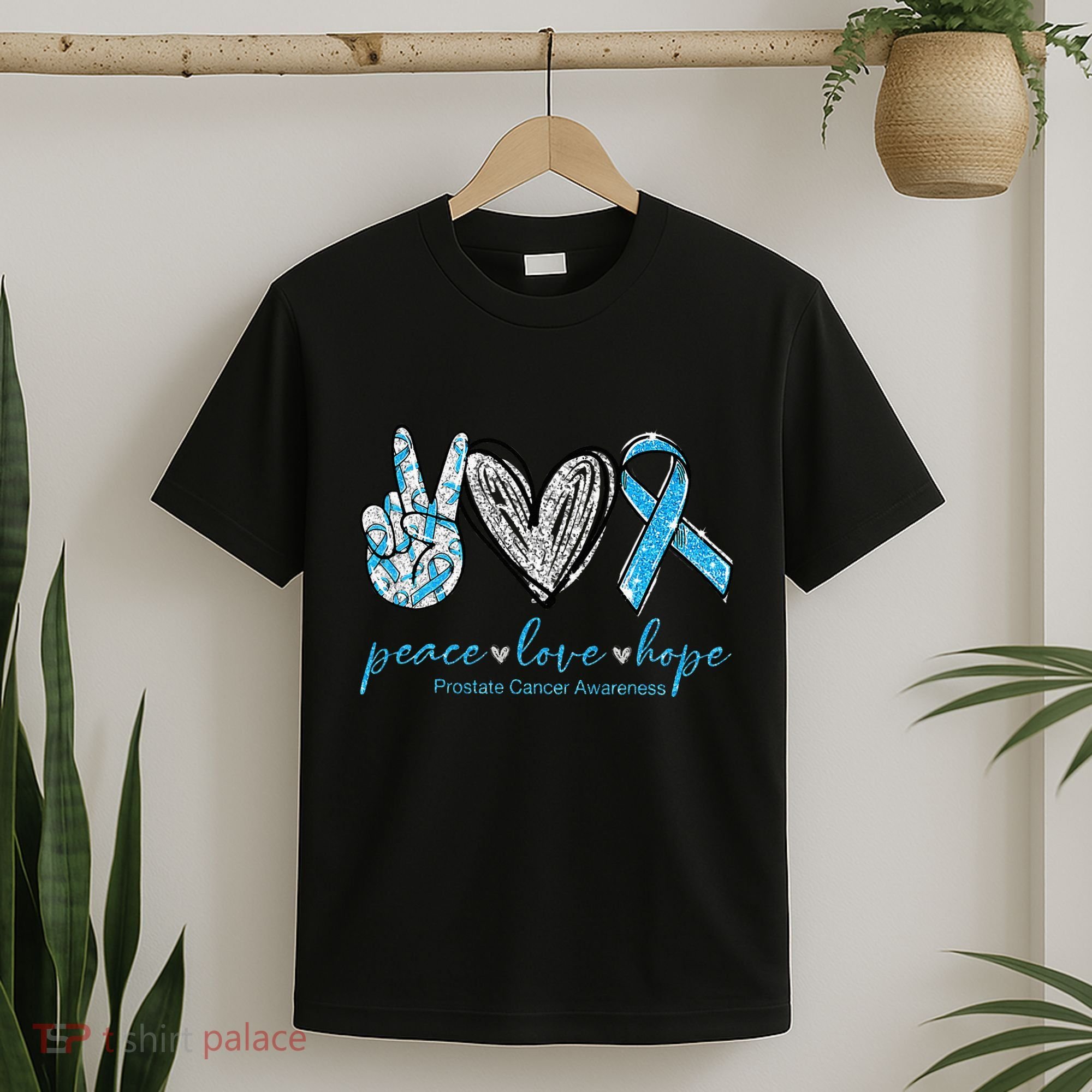 Funny Peace Love Prostate Cancer Awareness Gift T-Shirt