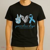 Funny Peace Love Prostate Cancer Awareness Gift T-Shirt thumb 3