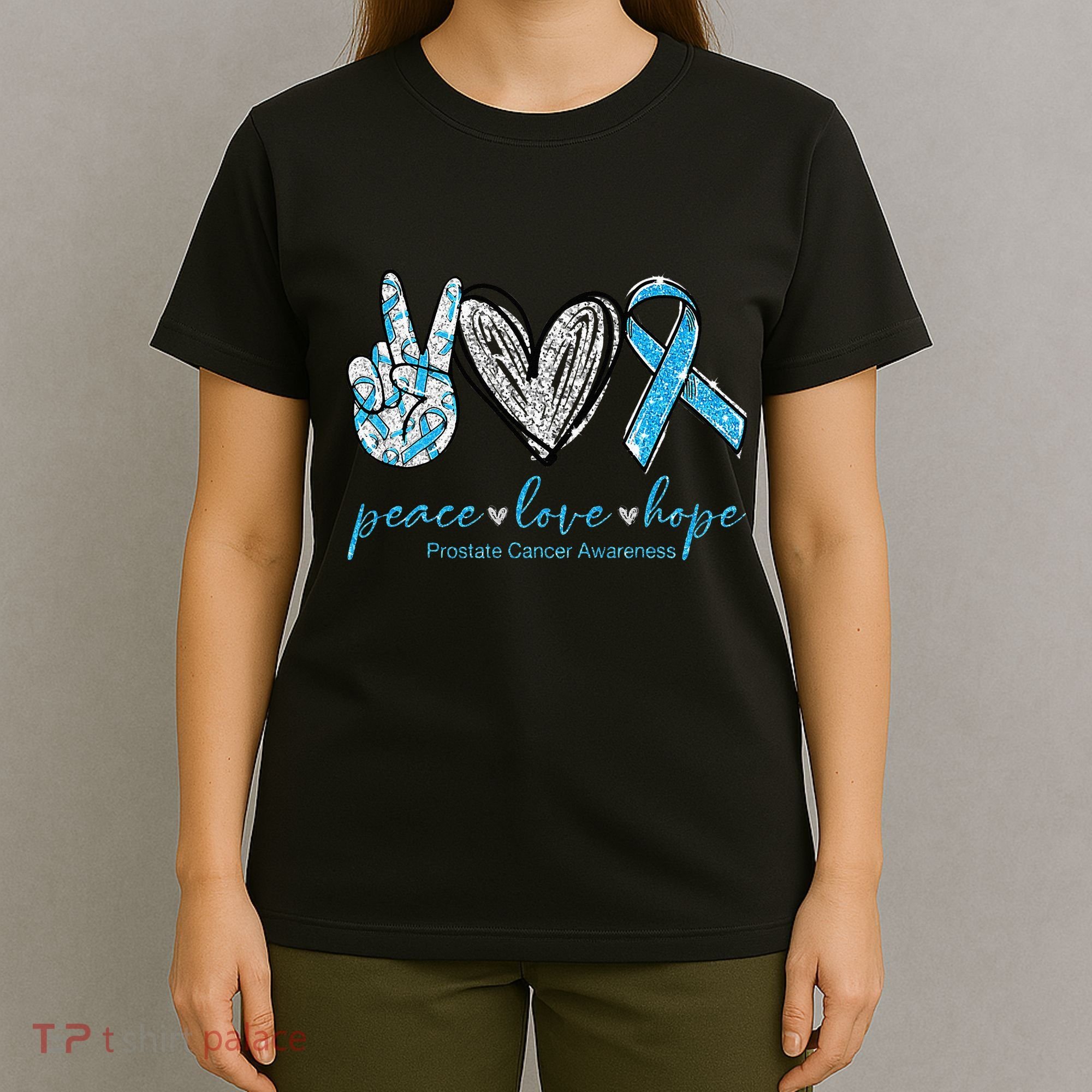 Funny Peace Love Prostate Cancer Awareness Gift T-Shirt