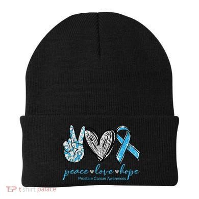 Funny Peace Love Prostate Cancer Awareness Gift Beanie
