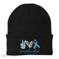 Funny Peace Love Prostate Cancer Awareness Gift Beanie thumb 0
