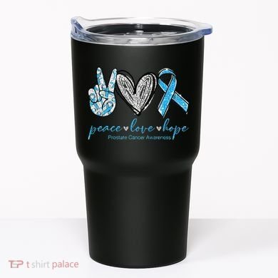 Funny Peace Love Prostate Cancer Awareness Gift Tumbler