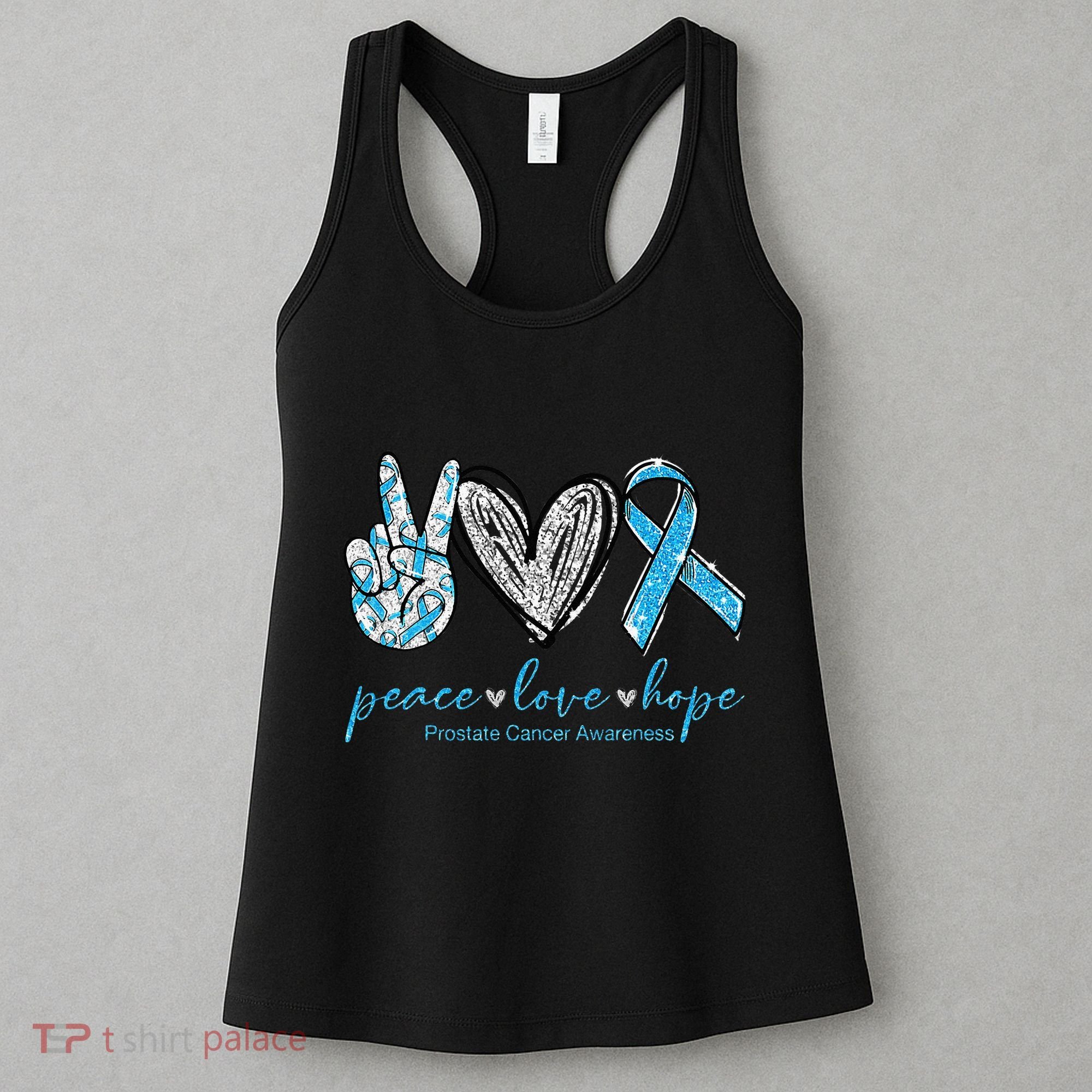 Funny Peace Love Prostate Cancer Awareness Gift Women's Tank Top