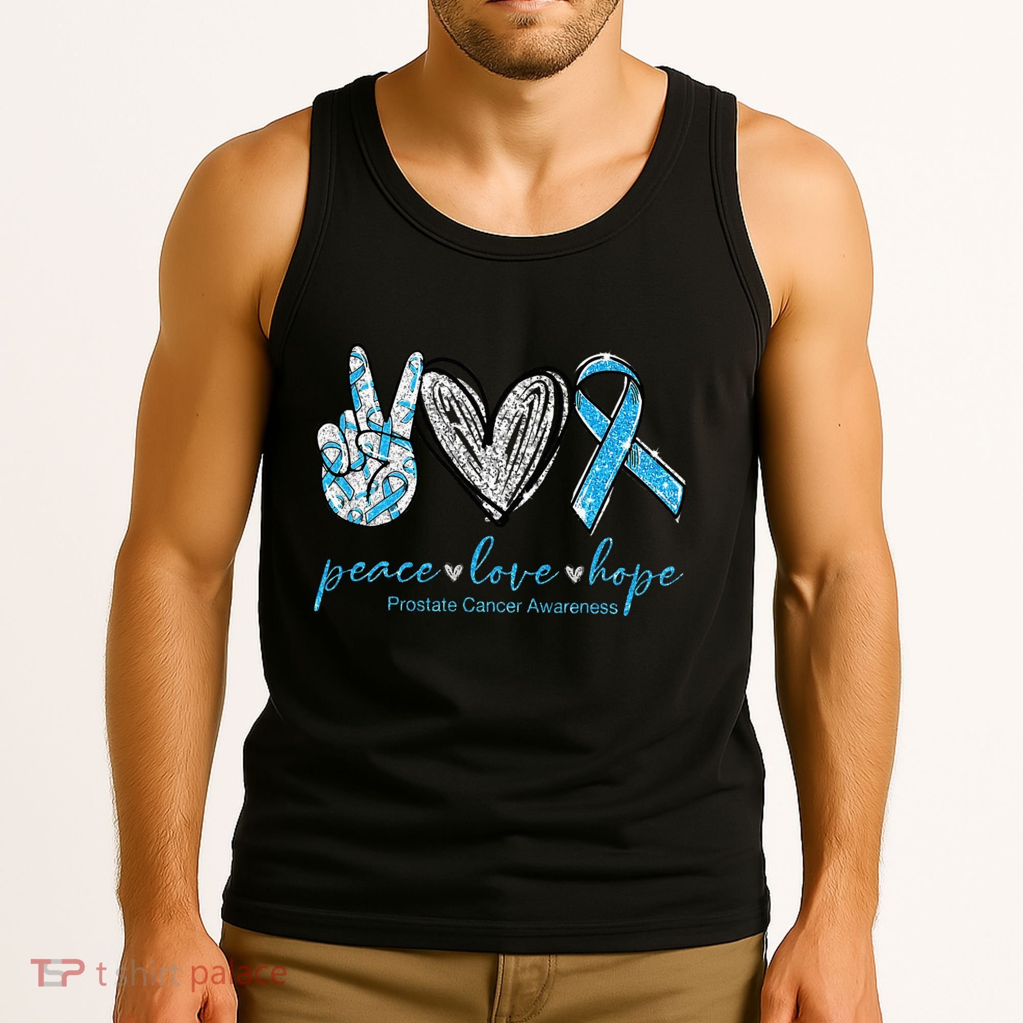 Funny Peace Love Prostate Cancer Awareness Gift Tank Top