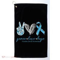 Funny Peace Love Prostate Cancer Awareness Gift Golf Towel thumb 0
