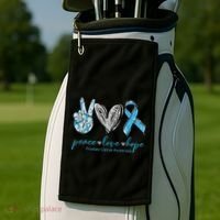 Funny Peace Love Prostate Cancer Awareness Gift Golf Towel thumb 2