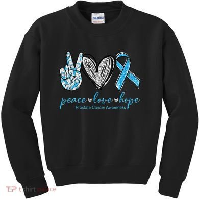 Funny Peace Love Prostate Cancer Awareness Gift Kids Sweatshirt