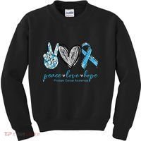 Funny Peace Love Prostate Cancer Awareness Gift Kids Sweatshirt thumb 0