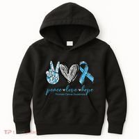 Funny Peace Love Prostate Cancer Awareness Gift Kids Hoodie thumb 0