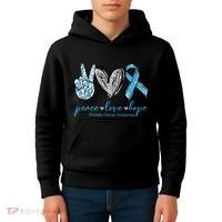 Funny Peace Love Prostate Cancer Awareness Gift Kids Hoodie thumb 4
