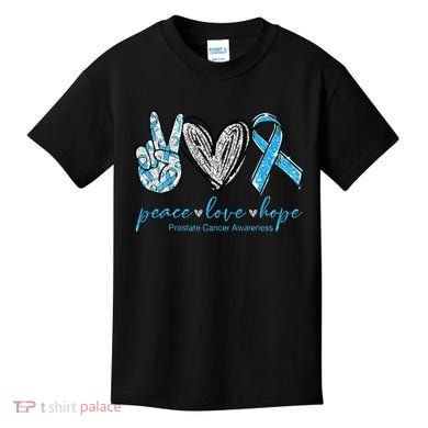 Funny Peace Love Prostate Cancer Awareness Gift Kids T-Shirt