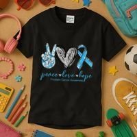 Funny Peace Love Prostate Cancer Awareness Gift Kids T-Shirt thumb 3