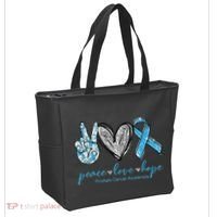 Funny Peace Love Prostate Cancer Awareness Gift Tote Bag thumb 2