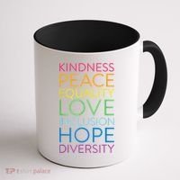 Funny Peace Love Inclusion Equality Diversity Human Rights Gift Coffee Mug thumb 1