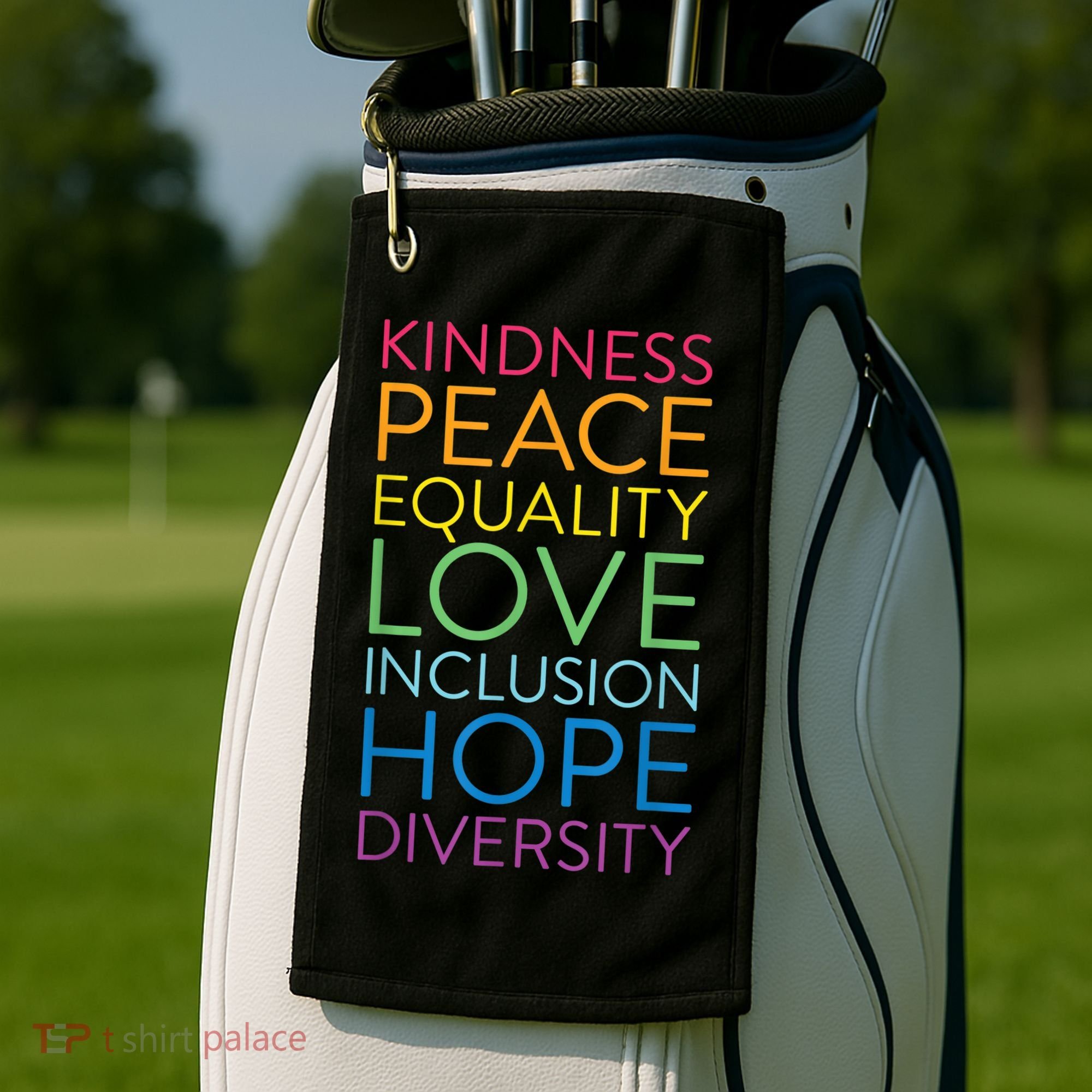 Funny Peace Love Inclusion Equality Diversity Human Rights Gift Golf Towel