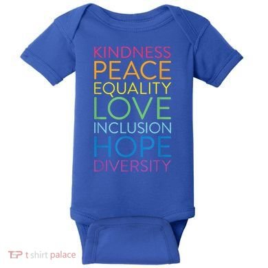 Funny Peace Love Inclusion Equality Diversity Human Rights Gift Baby Bodysuit