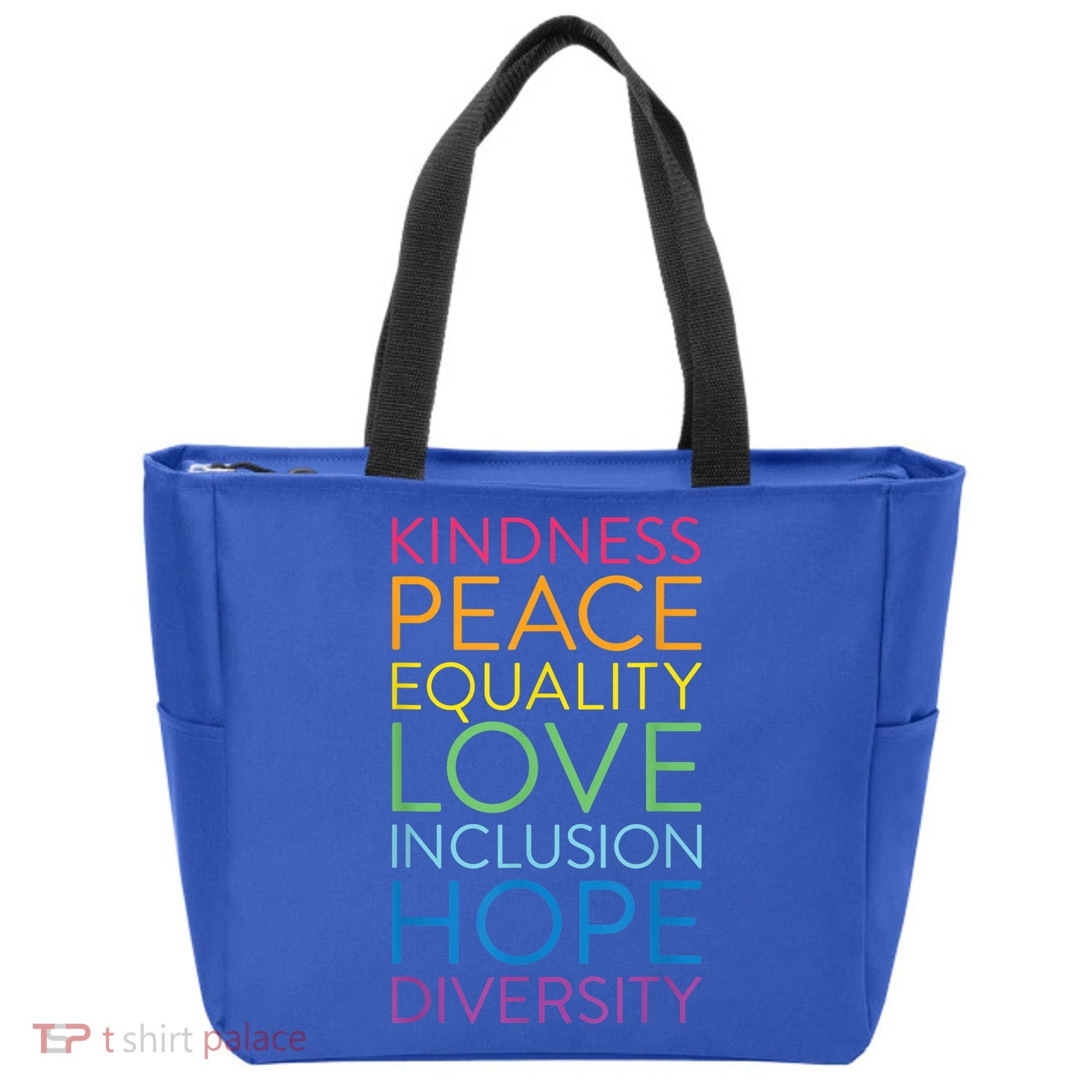 Funny Peace Love Inclusion Equality Diversity Human Rights Gift Tote Bag