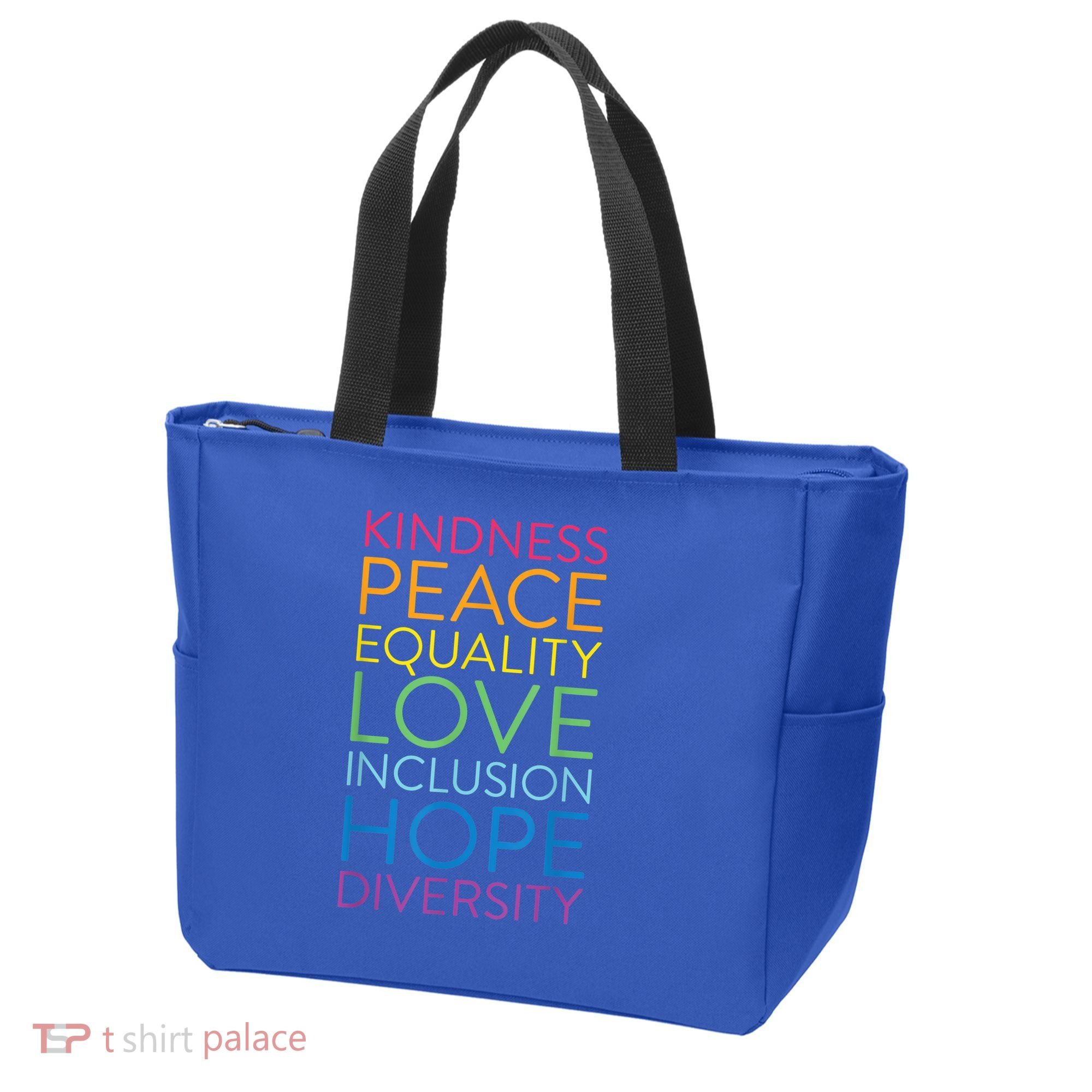 Funny Peace Love Inclusion Equality Diversity Human Rights Gift Tote Bag