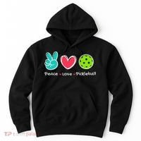 Funny Peace Love Pickleball Court Play Loves Pickleball Hoodie thumb 0