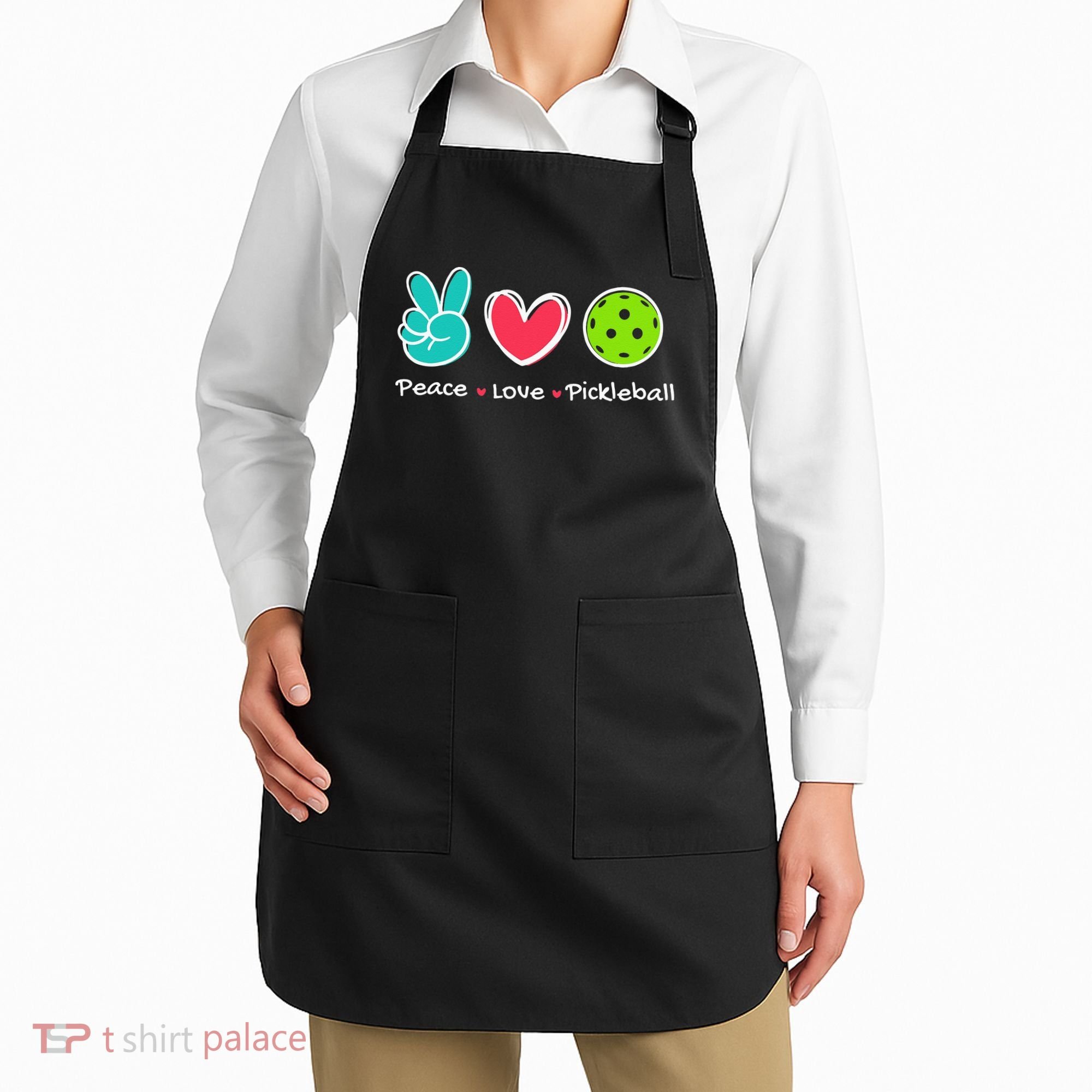 Funny Peace Love Pickleball Court Play Loves Pickleball Apron