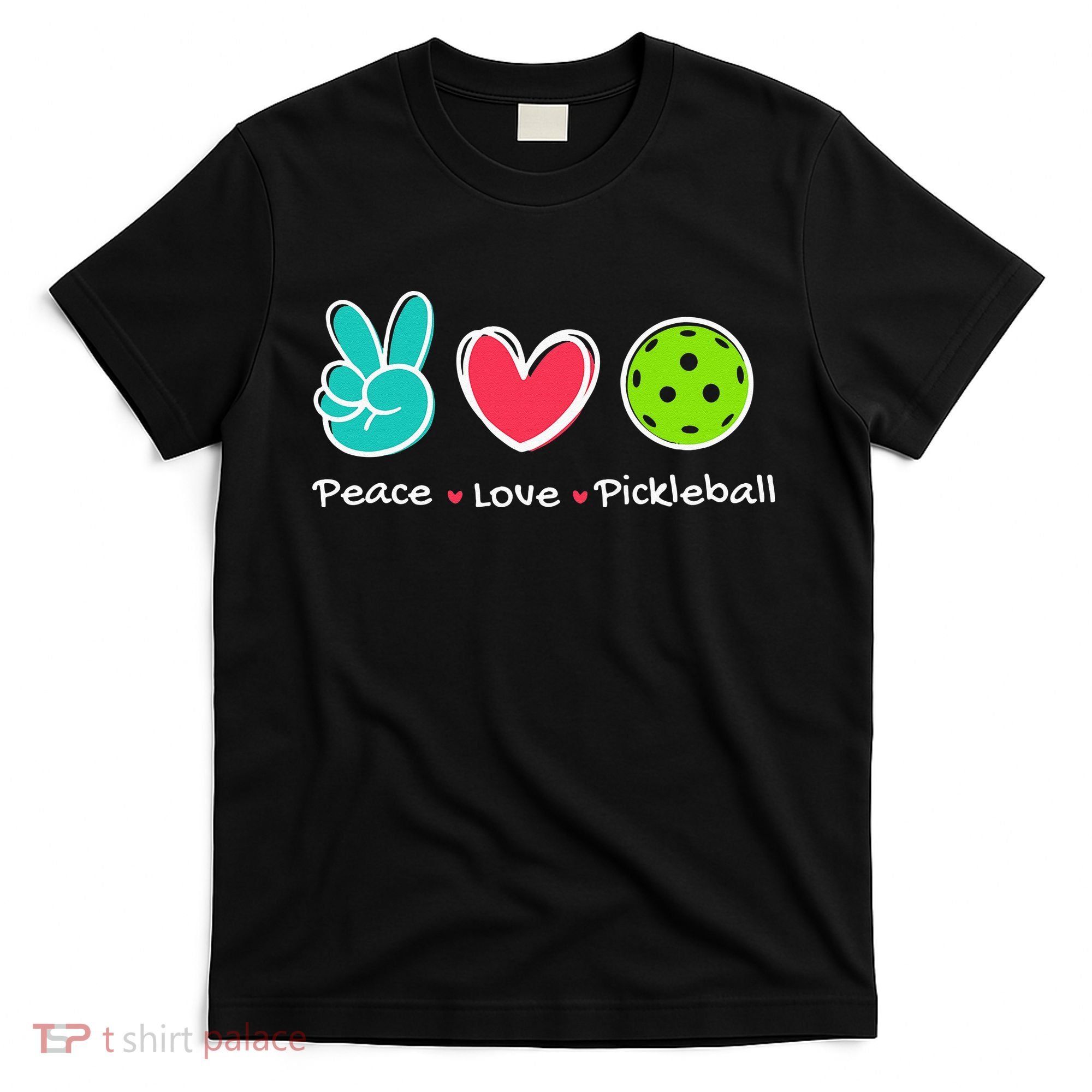 Funny Peace Love Pickleball Court Play Loves Pickleball T-Shirt