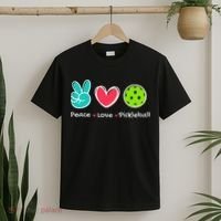 Funny Peace Love Pickleball Court Play Loves Pickleball T-Shirt thumb 2