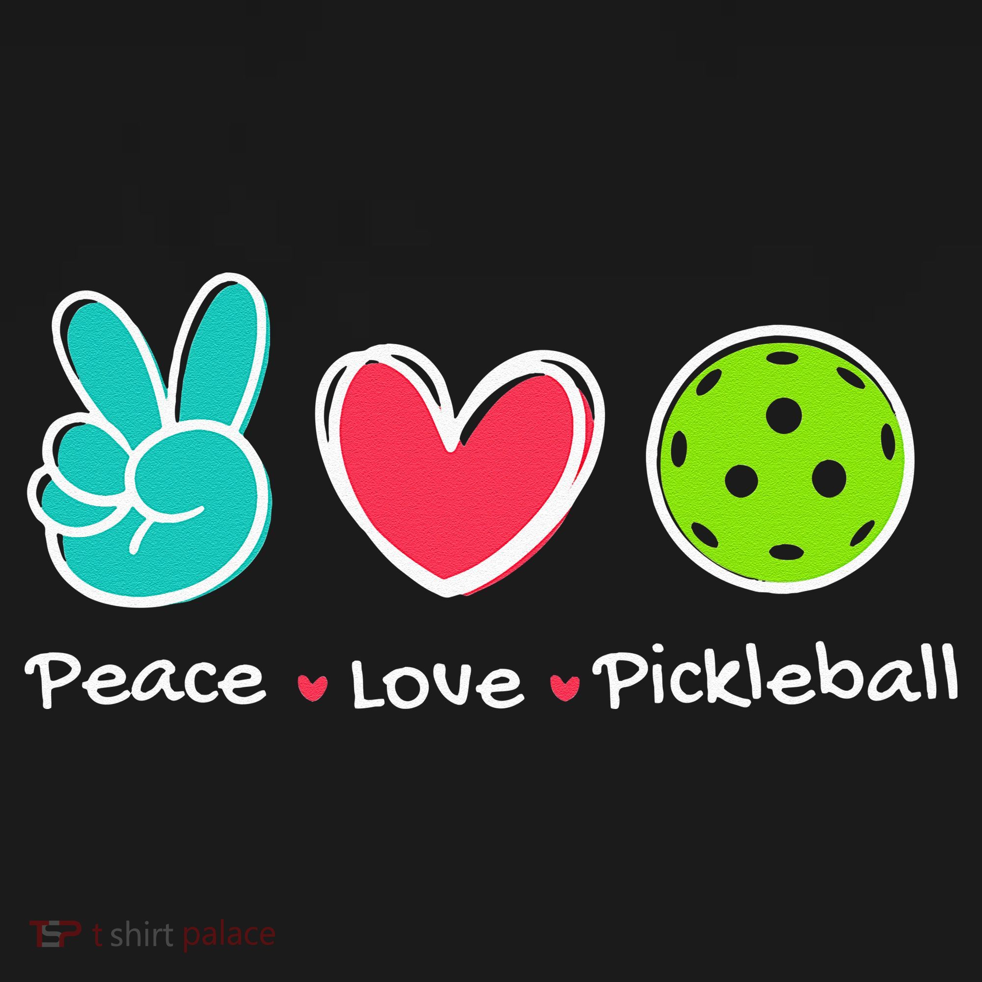 Funny Peace Love Pickleball Court Play Loves Pickleball T-Shirt