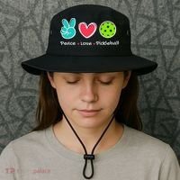 Funny Peace Love Pickleball Court Play Loves Pickleball Bucket Hat thumb 3