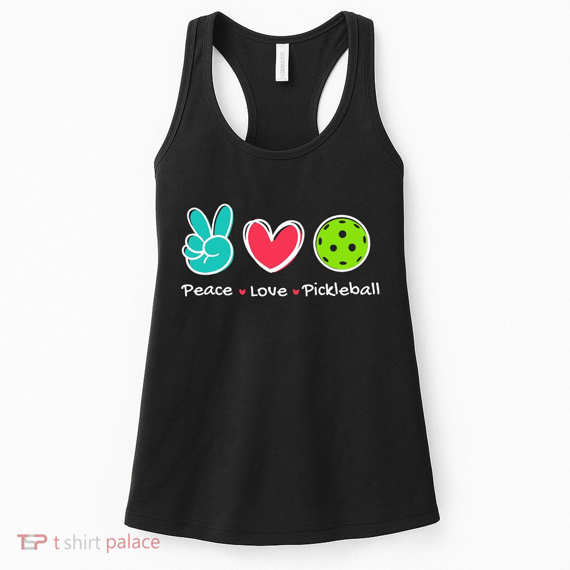 Funny Peace Love Pickleball Court Play Loves Pickleball Women's Tank Top